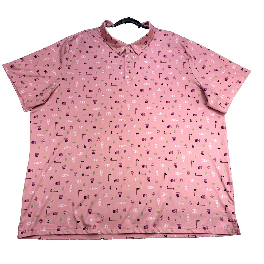 Sunday Swagger Transfusion Golf Polo Shirt Men 3XL Pink Cocktail Performance